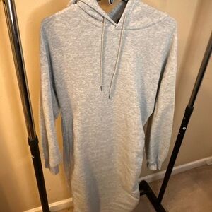 SHEIN Light Gray Fleece Hoodie dress